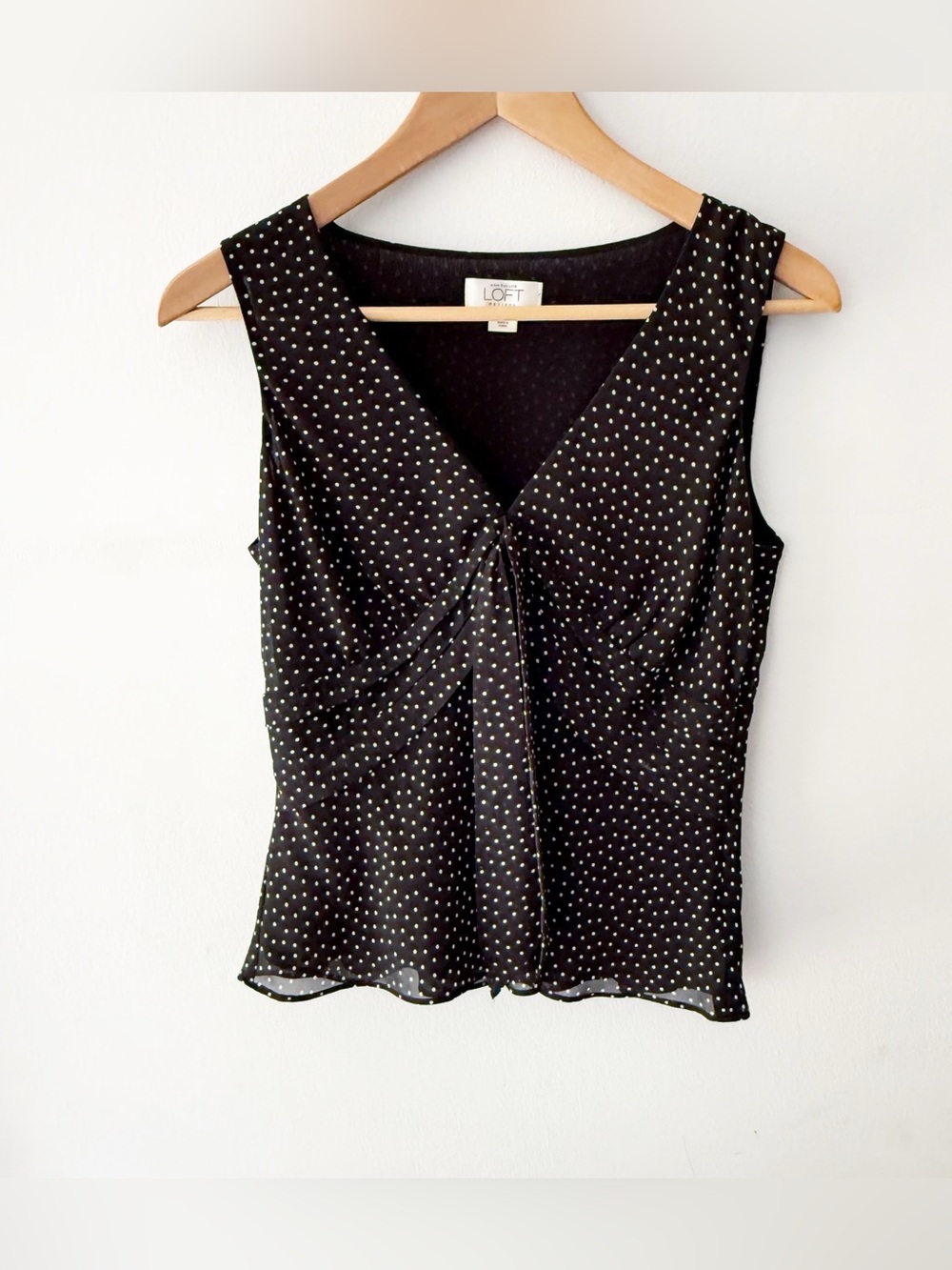 Loft Women Y2K Babydoll Sheer Polka Dot Peplum Top Size 6P Fairy Grunge Office